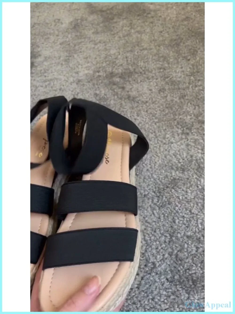 Platform Wedge Sandals Triple Elastic Strap Open Toe Memory Foam